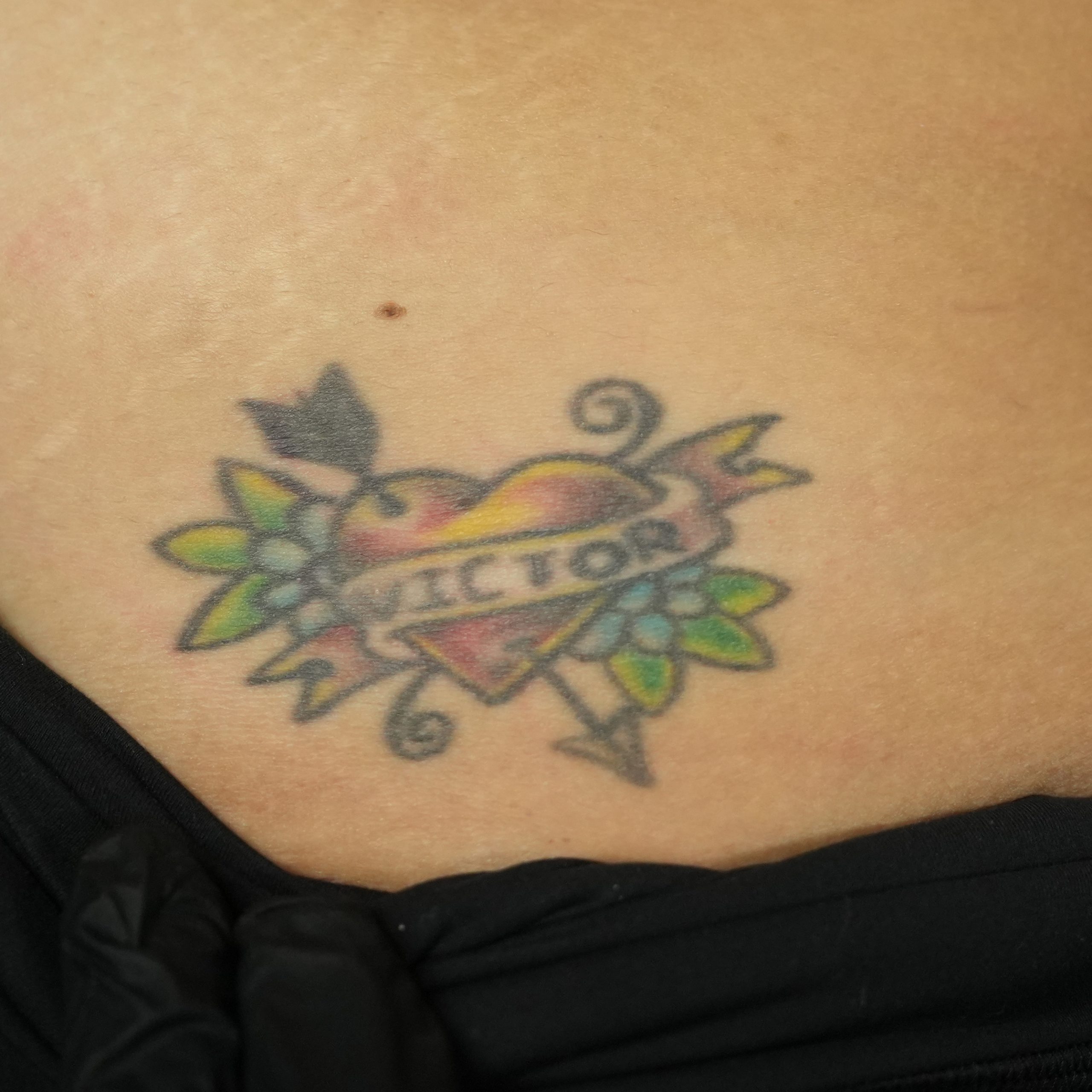 Name tattoo before coverup by iFixTattoos