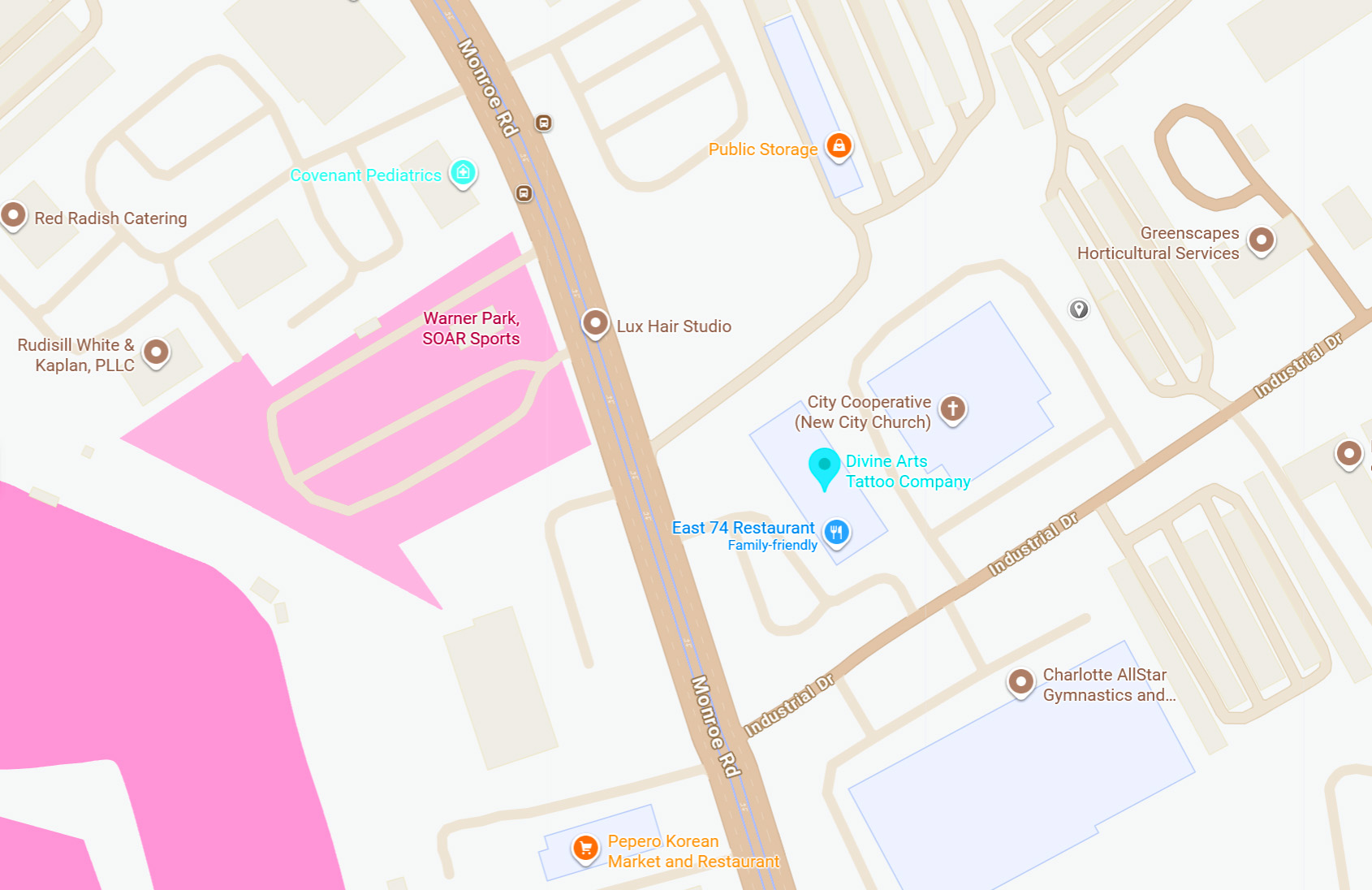 Map to tattoo shop